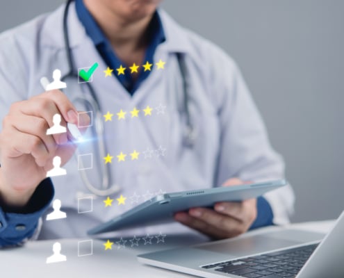 Medical rating interface assessing Leapfrog hospital rating