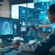 Healthcare professional using telemedicine software to provide virtual sitting services