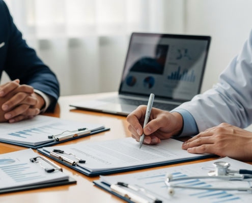 evaluating telehealth partner, healthcare administrator reviewing data