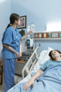 ICU patient receiving critical care